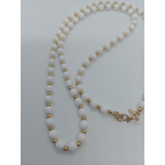 Vintage Monet White Gold Tone 26" Beaded Necklace - Picture 3 of 6